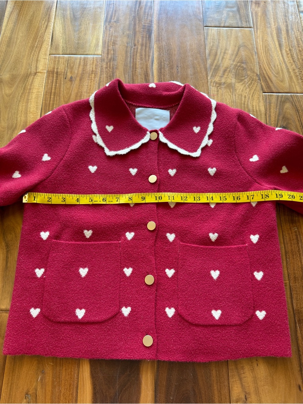 NVLT Red Heart-Print Button Cardigan - Picture 8 of 9